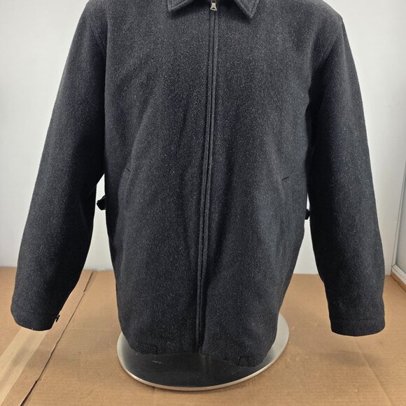 Vintage Polo Ralph Lauren Jacket Mens L Gray Wool Bomber Quilted Lined Full Zip - Picture 15 of 16